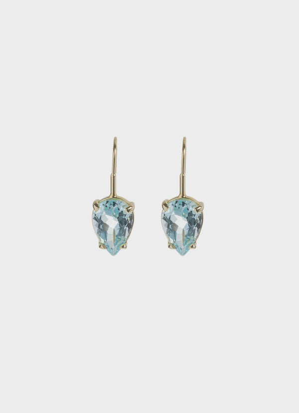 Covet Classic Teardrop Blue Topaz Gold Earring