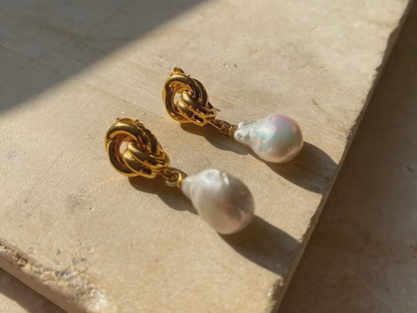 Shyla Chunky Knot Pearl Earring