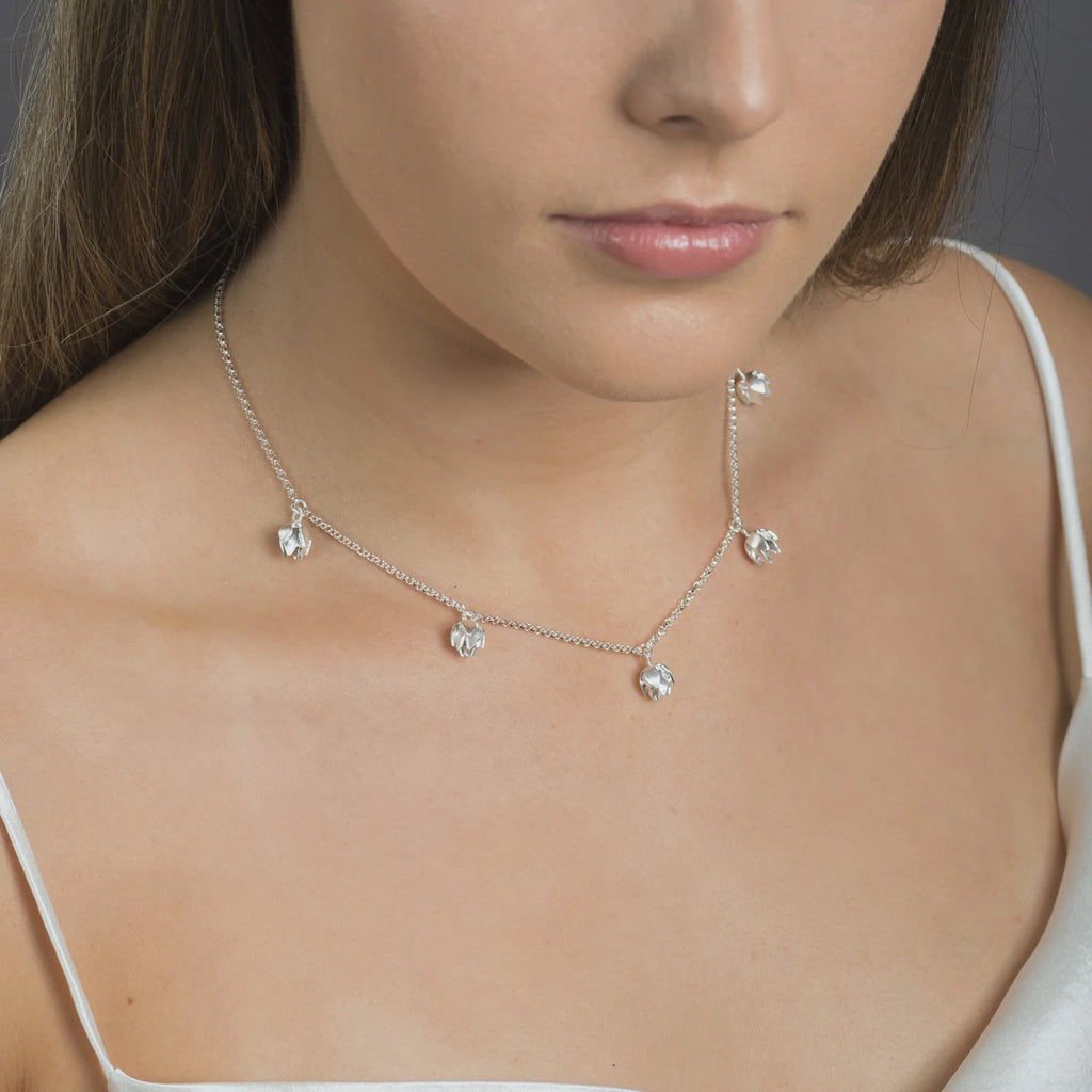 Brave Edith 'Lotus bud' Silver Necklace